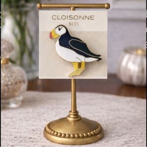NOS Cloisonné Vintage Puffin Brooch
